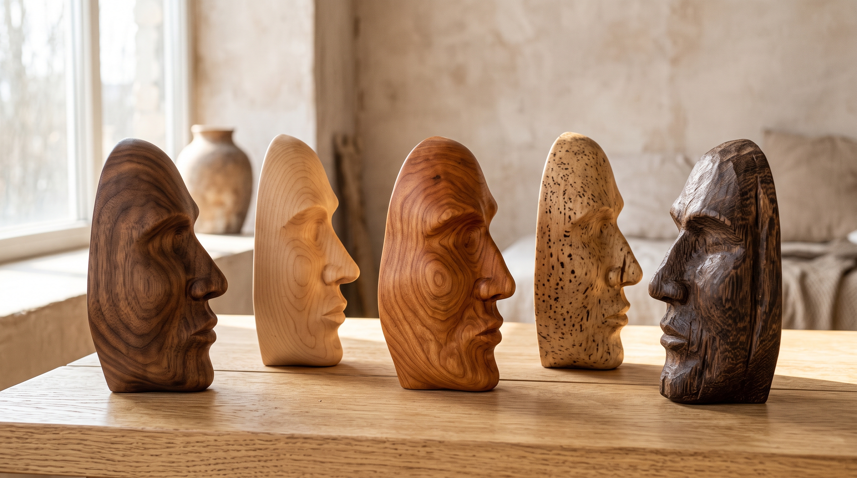 Unique wooden profiles representing individual variation