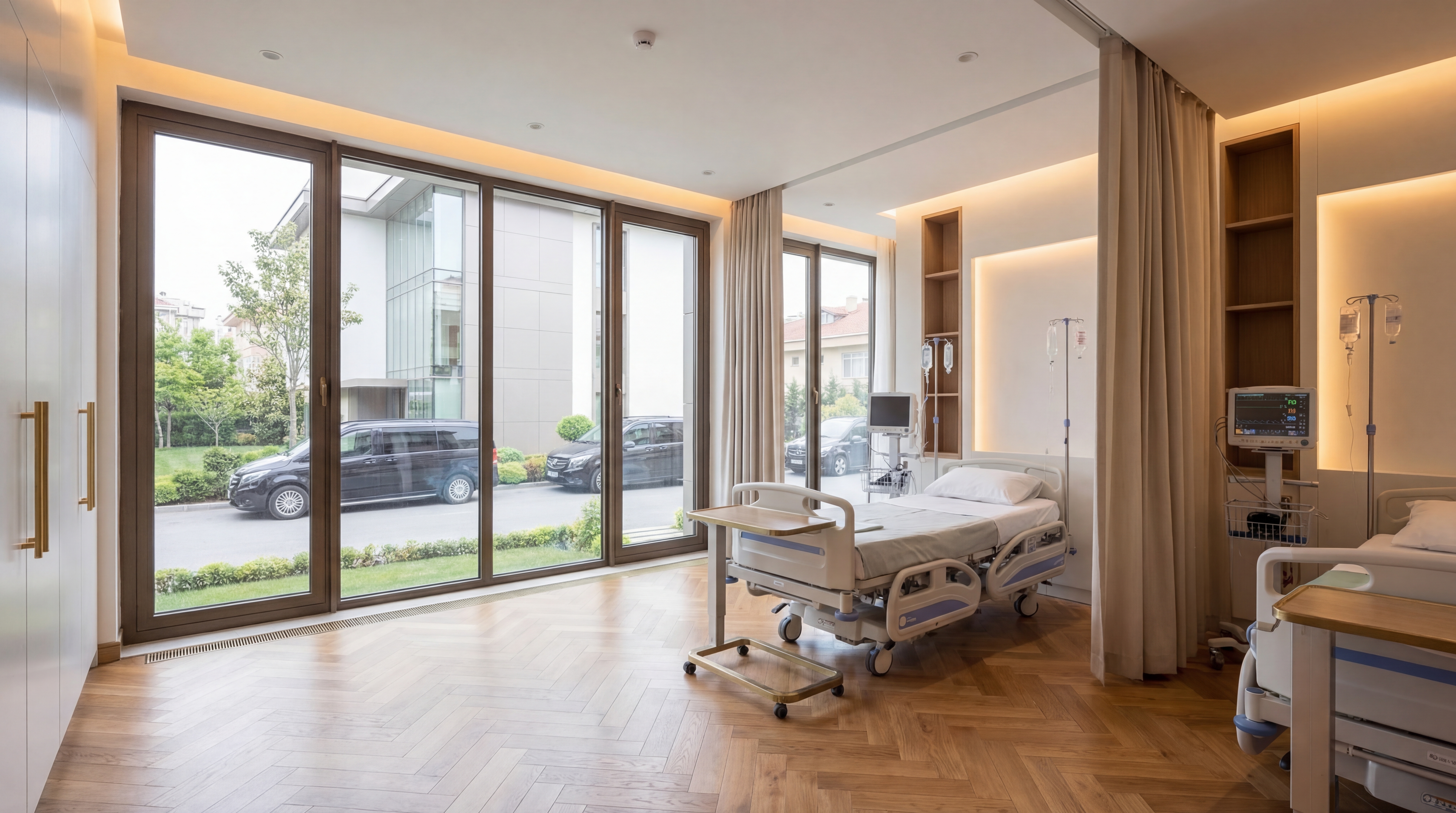 Saline breast implant recovery room at Istanbul clinic