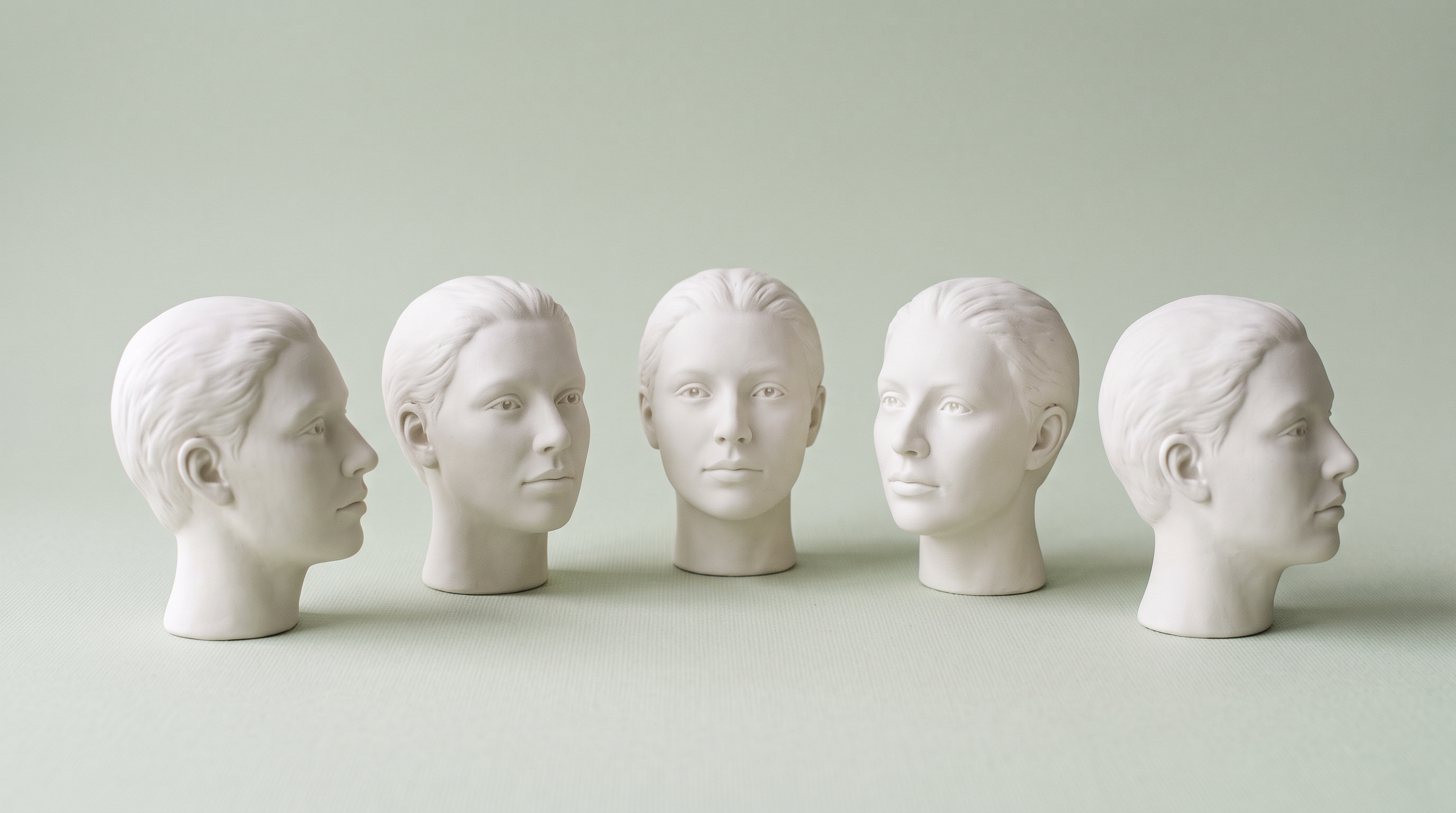 Sculptural head forms demonstrating useful photo angles