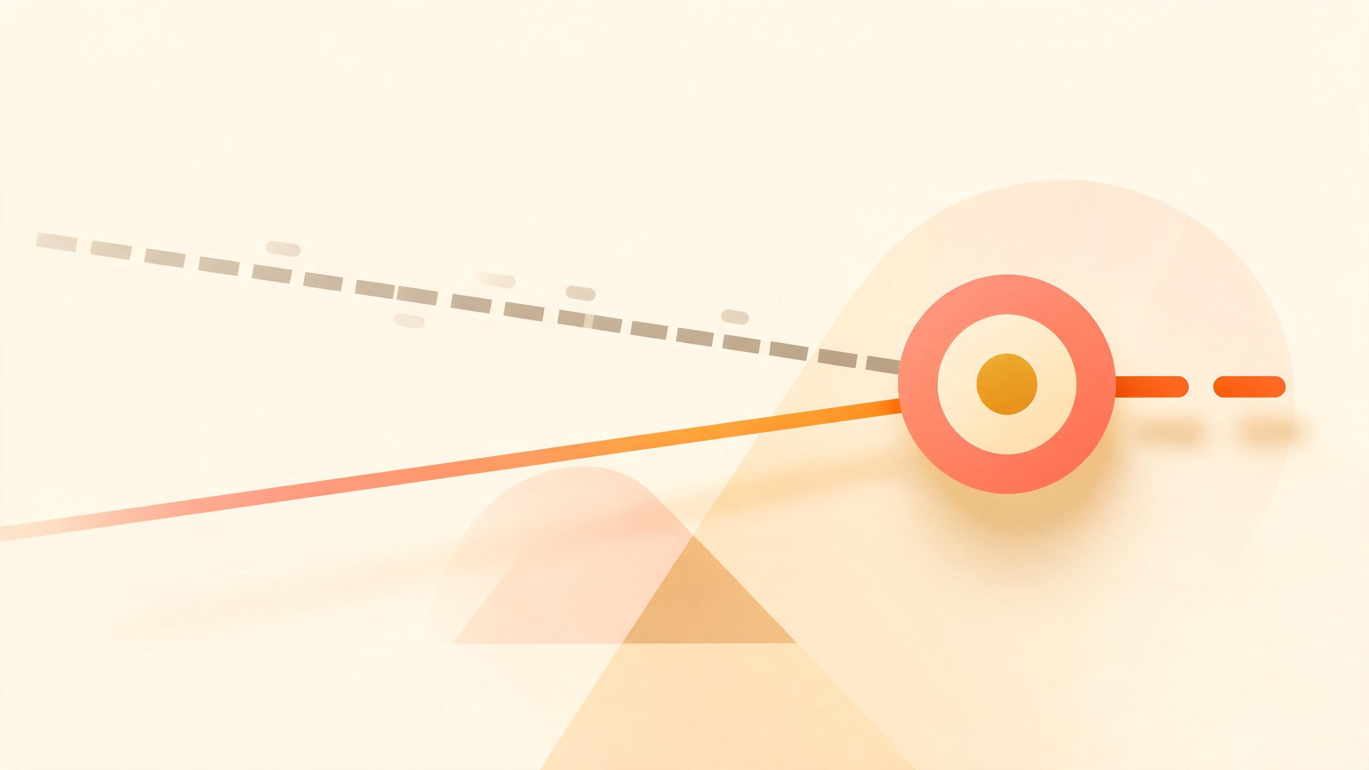 Two paths to the same target: one dashed and full of gaps, one solid and unbroken